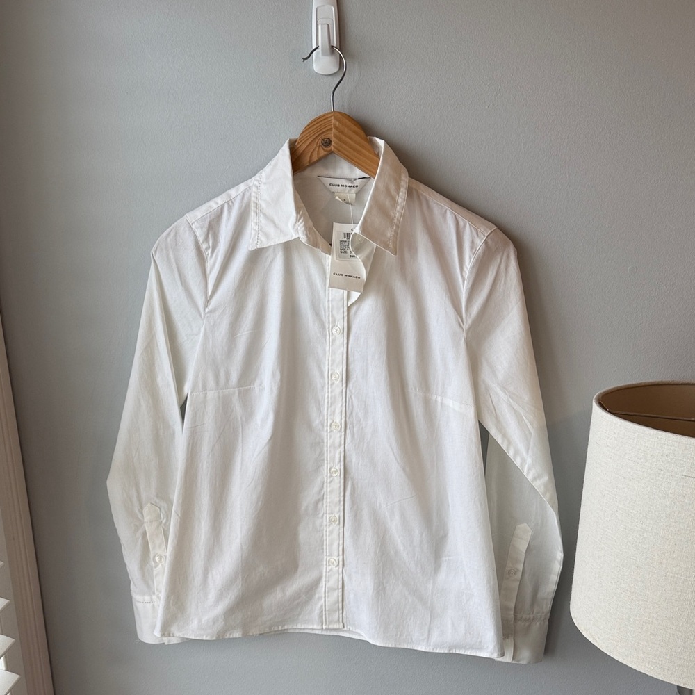 Club Monaco Chemise Eyelet‎ White Signature Button Down NWT